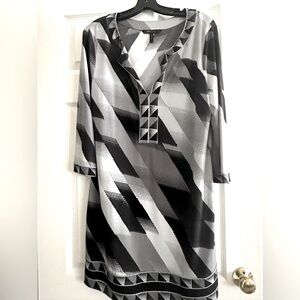 Beautiful BCBG gray multi color dress long sleeve size L